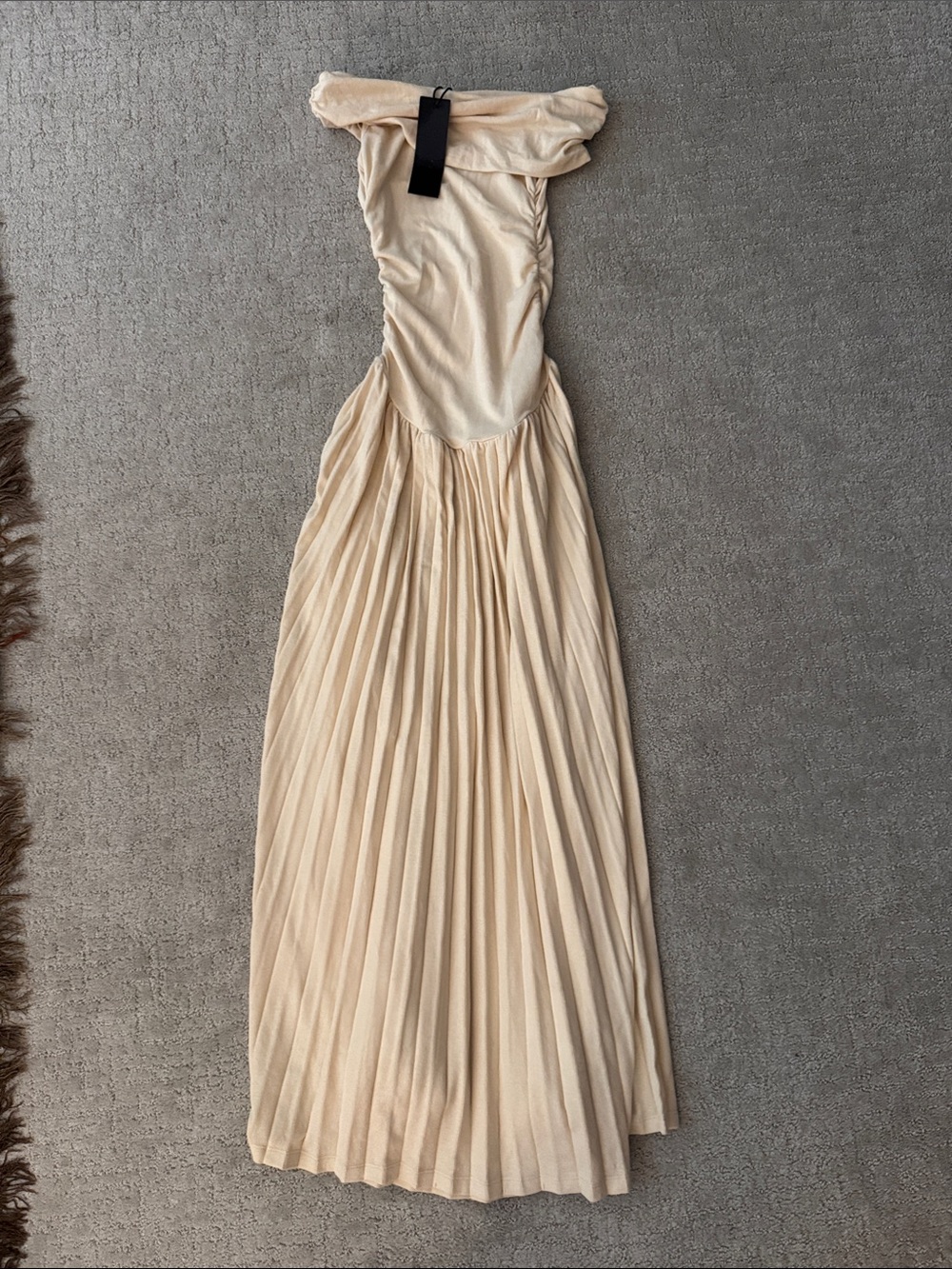 Lioness Strapless Pleated Maxi Dress in Cream - Picture 2 of 3